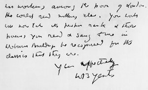Extract from a Letter Written by W. B. Yeats (1865-1939)
